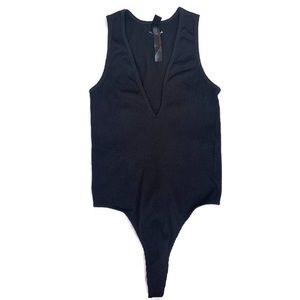 Out From Under Urban Outfitters Bodysuit Black Ribbed Fitted Small Petite